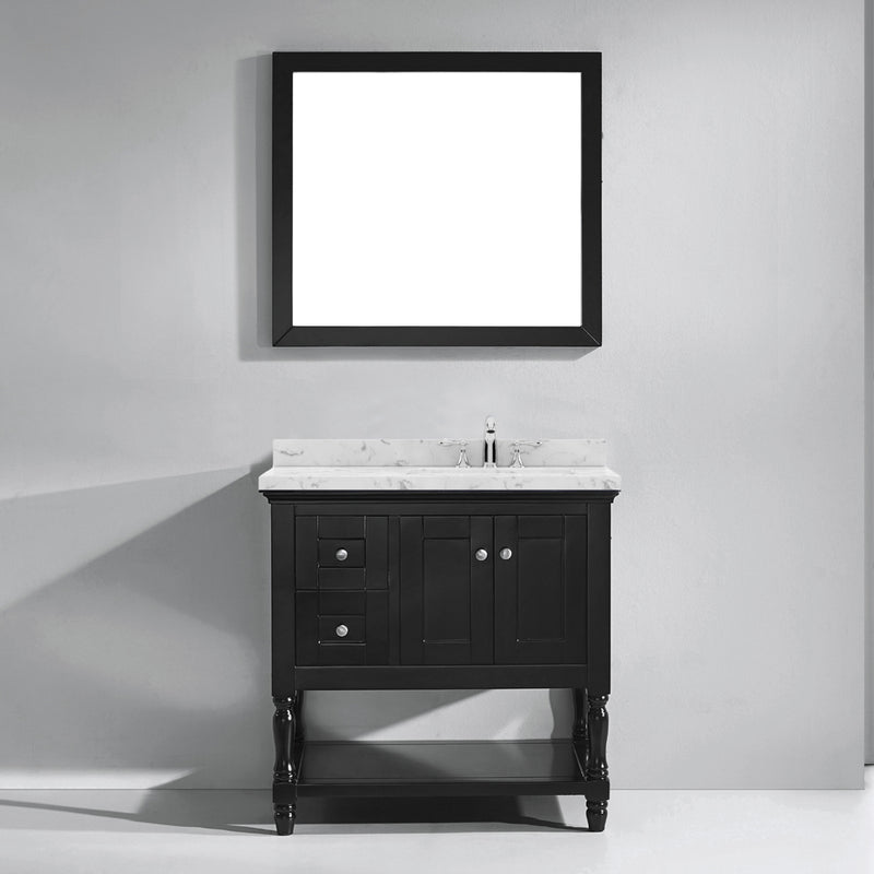 Modern Fittings Julianna 36" Single Bath Vanity with Cultured Marble Quartz Top and Square Sink