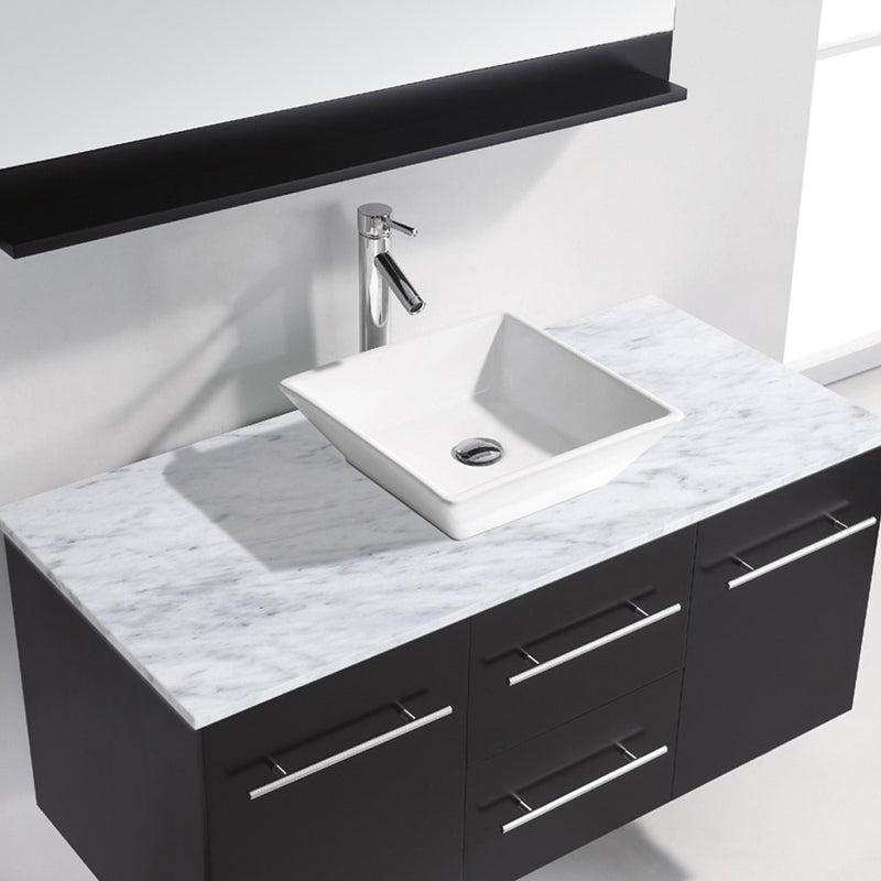 Modern Fittings Marsala 48" Single Bath Vanity with Italian Carrara Marble Top and Square Sink Nickel Faucet