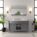 Modern Fittings Ava 55" Single Bath Vanity with Engineered Stone Top and Round Sink Nickel Faucet