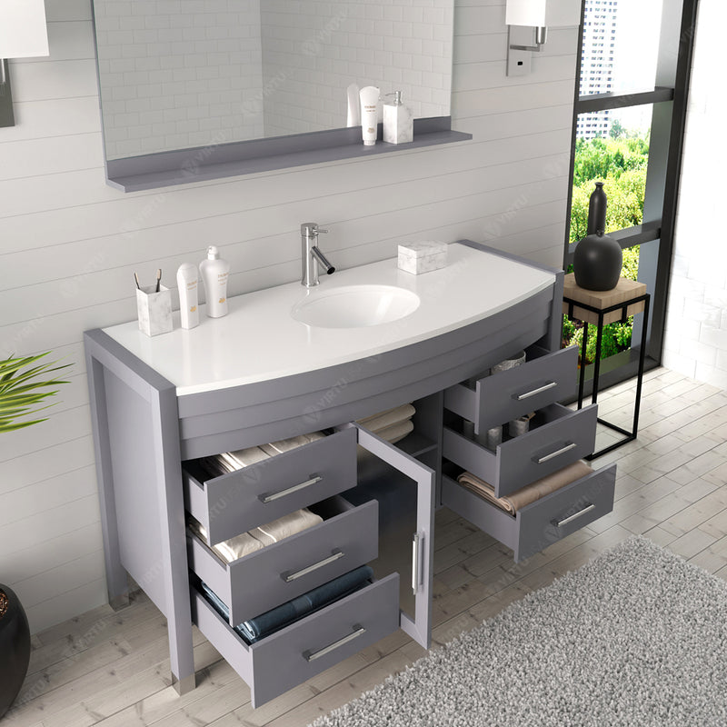 Modern Fittings Ava 55" Single Bath Vanity with Engineered Stone Top and Round Sink