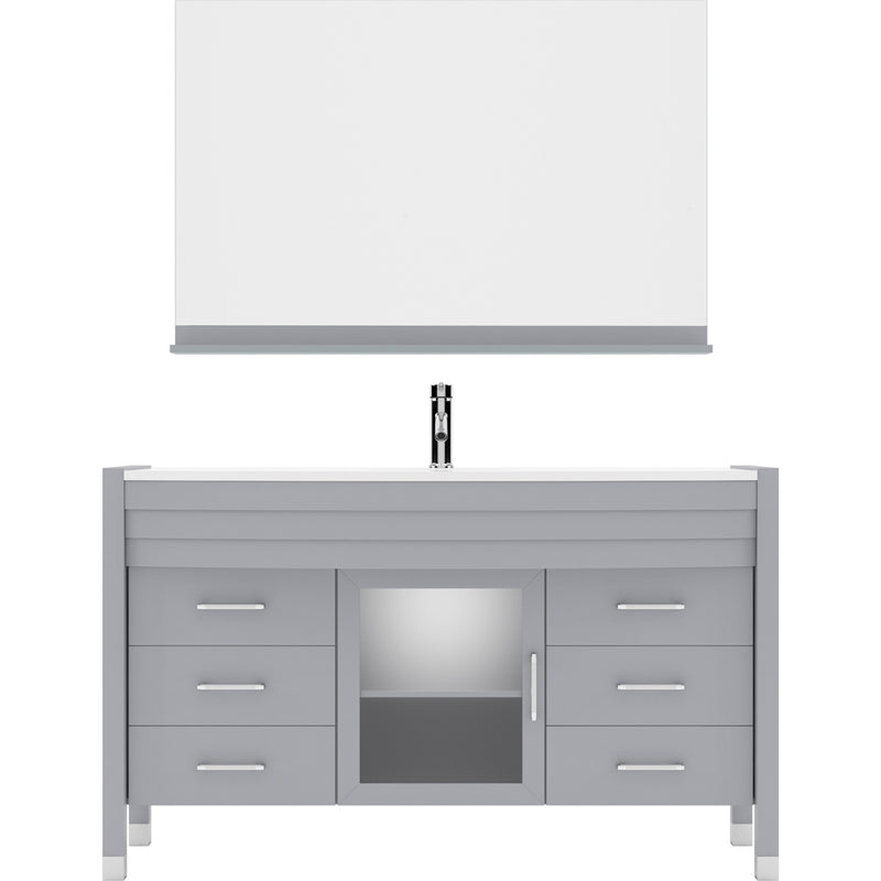 Modern Fittings Ava 55" Single Bath Vanity with Engineered Stone Top and Round Sink Nickel Faucet