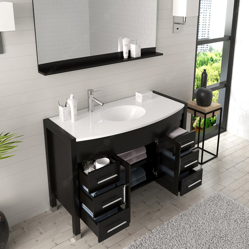 Modern Fittings Ava 48" Single Bath Vanity with Engineered Stone Top and Round Sink Nickel Faucet