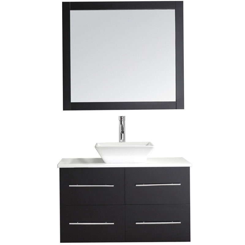 Modern Fittings Marsala 35" Single Bath Vanity with Engineered Stone Top and Square Sink Nickel Faucet