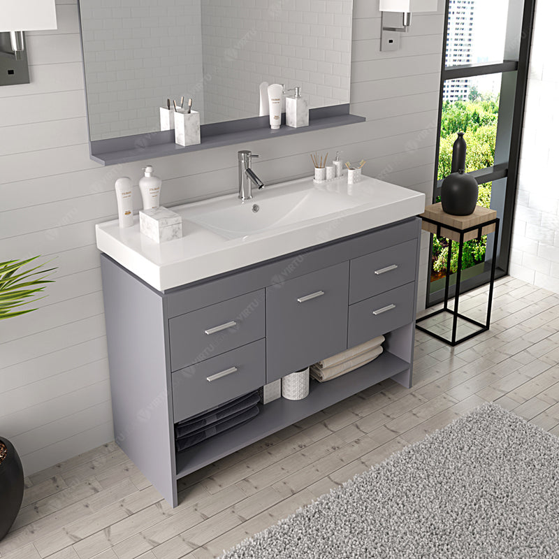 Modern Fittings Gloria 48" Single Bath Vanity and Square Sink Nickel Faucet