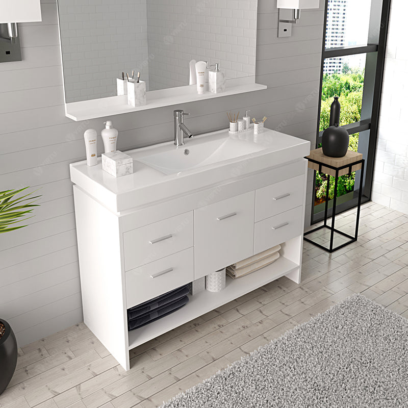 Modern Fittings Gloria 48" Single Bath Vanity and Square Sink Nickel Faucet