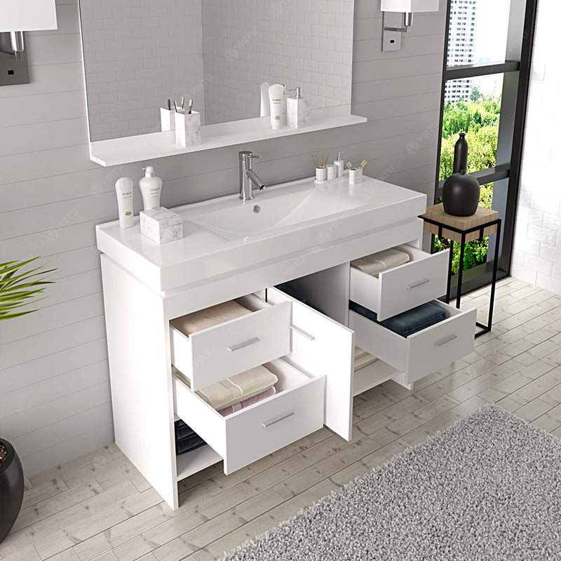 Modern Fittings Gloria 48" Single Bath Vanity and Square Sink Nickel Faucet