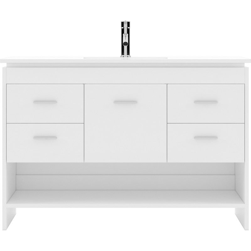 Modern Fittings Gloria 48" Single Bath Vanity with Ceramic Top and Integrated Square Sink