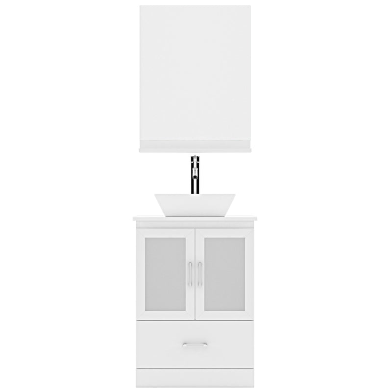 Modern Fittings Zola 24" Single Bath Vanity with Engineered Stone Top and Square Sink Nickel Faucet