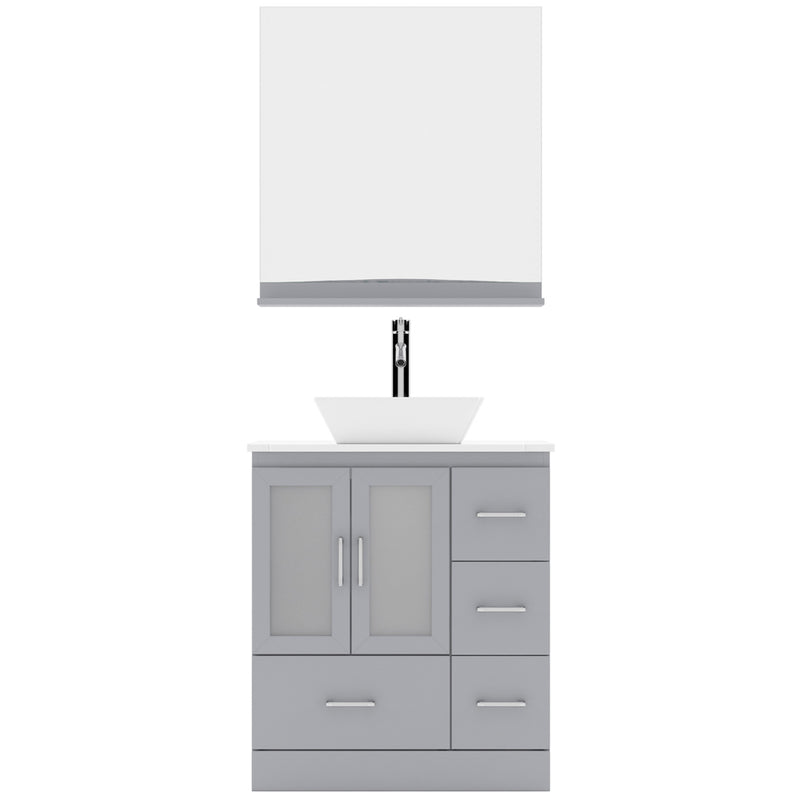 Modern Fittings Zola 30" Single Bath Vanity with Engineered Stone Top and Square Sink Faucet