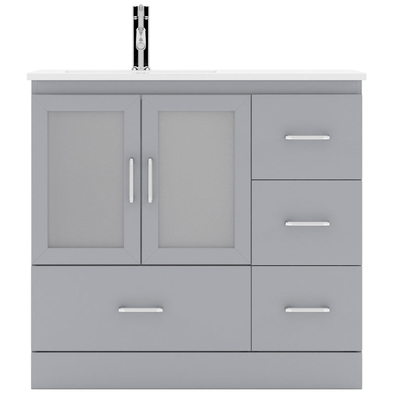 Modern Fittings Zola 36" Single Bath Vanity with Ceramic Top and Integrated Square Sink