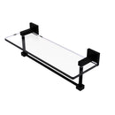 Allied Brass Montero Collection 16 Inch Glass Vanity Shelf with Integrated Towel Bar MT-1-16TB-BKM
