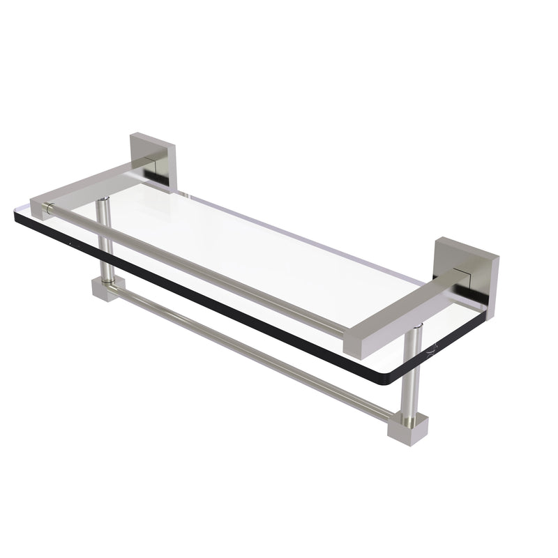 Allied Brass Montero Collection 16 Inch Gallery Glass Shelf with Towel Bar MT-1-16TB-GAL-SN