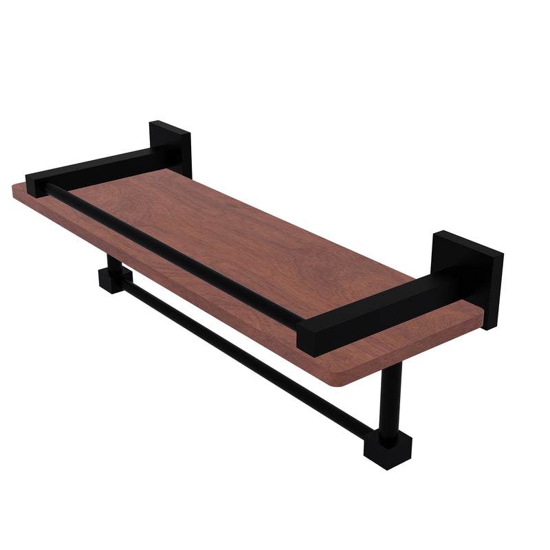 Allied Brass Montero Collection 16 Inch IPE Ironwood Shelf with Gallery Rail and Towel Bar MT-1-16TB-GAL-IRW-BKM