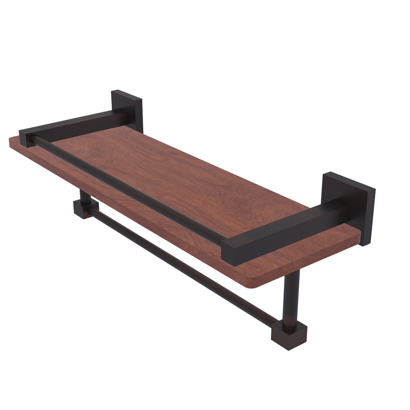 Allied Brass Montero Collection 16 Inch IPE Ironwood Shelf with Gallery Rail and Towel Bar MT-1-16TB-GAL-IRW-VB
