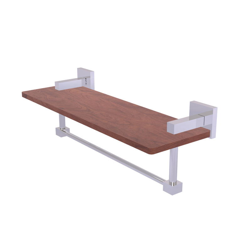 Allied Brass Montero Collection 16 Inch Solid IPE Ironwood Shelf with Integrated Towel Bar MT-1TB-16-IRW-PC