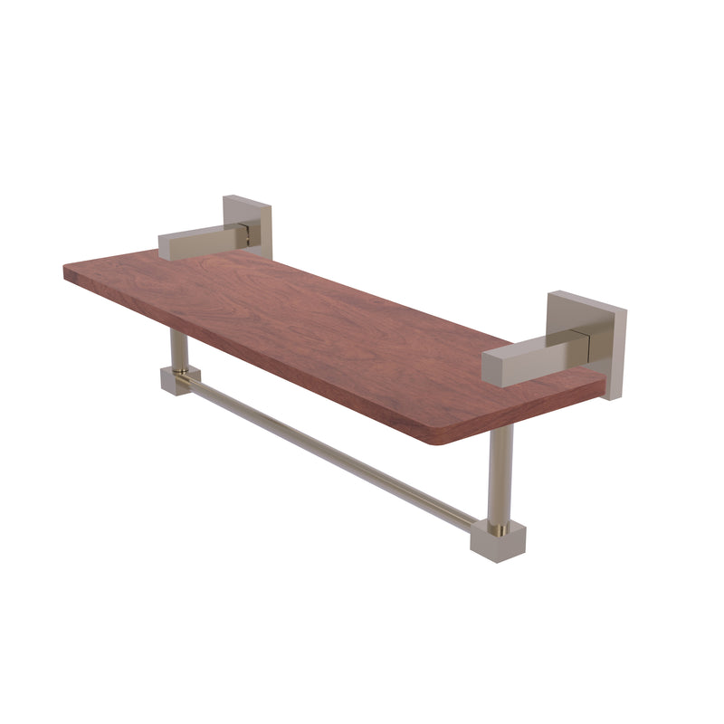 Allied Brass Montero Collection 16 Inch Solid IPE Ironwood Shelf with Integrated Towel Bar MT-1TB-16-IRW-PEW