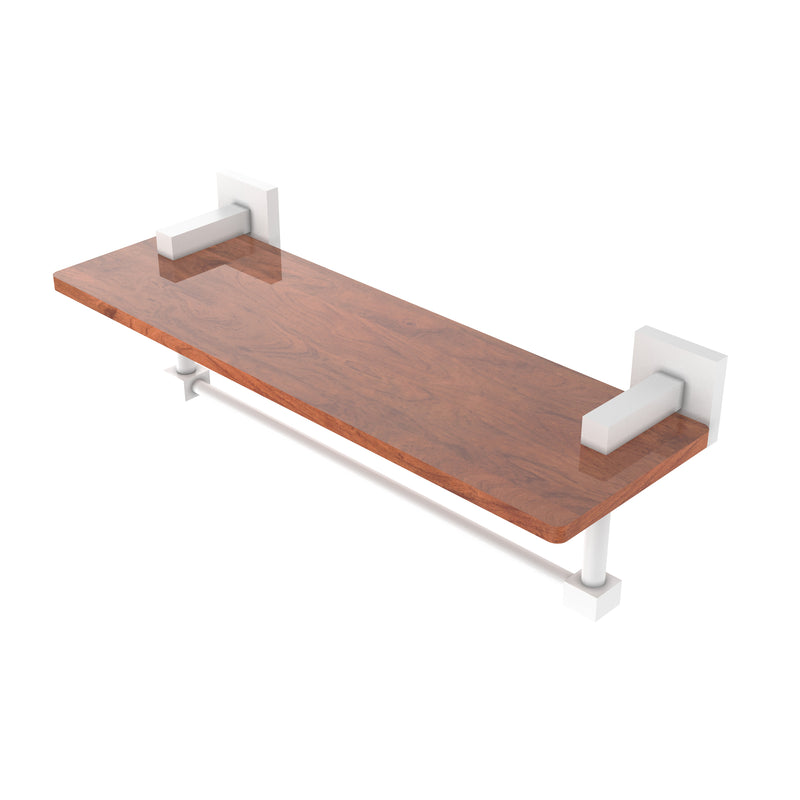 Allied Brass Montero Collection 16 Inch Solid IPE Ironwood Shelf with Integrated Towel Bar MT-1TB-16-IRW-WHM