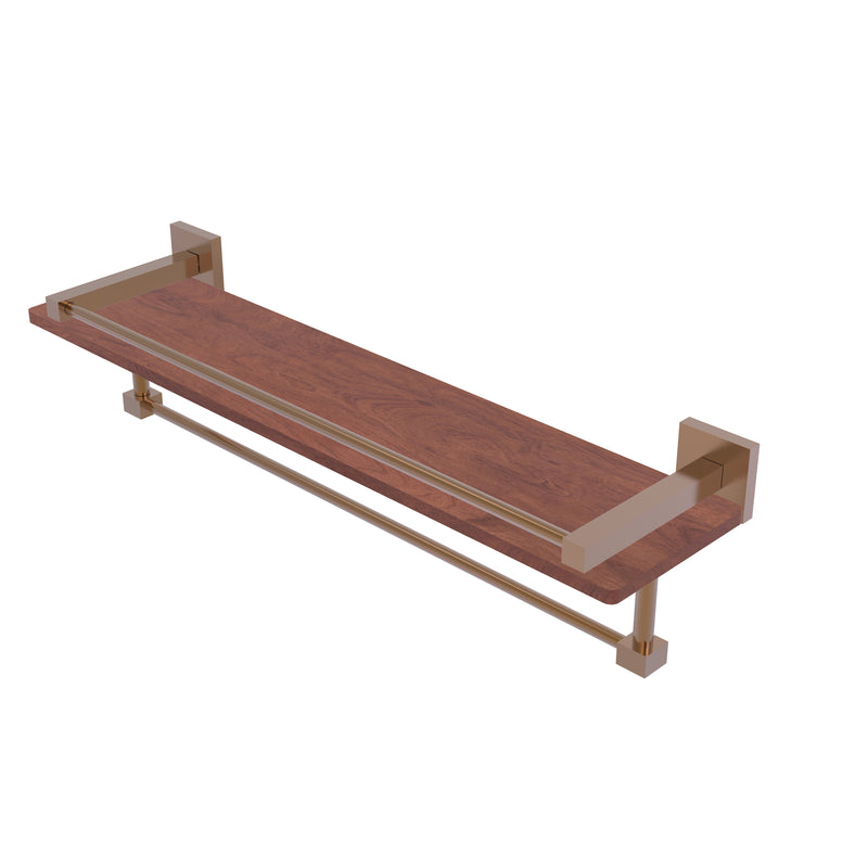 Allied Brass Montero Collection 22 Inch IPE Ironwood Shelf with Gallery Rail and Towel Bar MT-1-22TB-GAL-IRW-BBR