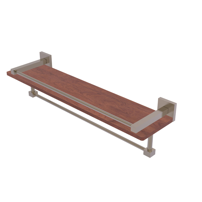 Allied Brass Montero Collection 22 Inch IPE Ironwood Shelf with Gallery Rail and Towel Bar MT-1-22TB-GAL-IRW-PEW