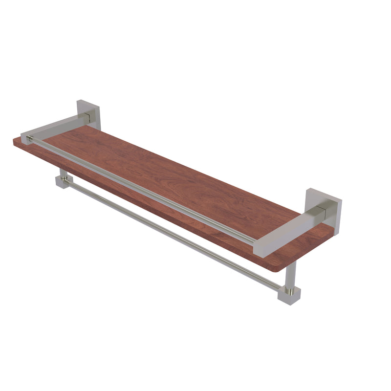 Allied Brass Montero Collection 22 Inch IPE Ironwood Shelf with Gallery Rail and Towel Bar MT-1-22TB-GAL-IRW-SN