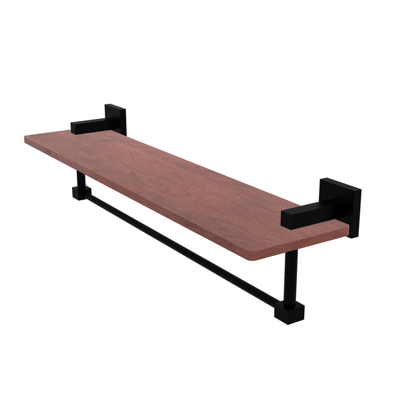 Allied Brass Montero Collection 22 Inch Solid IPE Ironwood Shelf with Integrated Towel Bar MT-1-22TB-IRW-BKM
