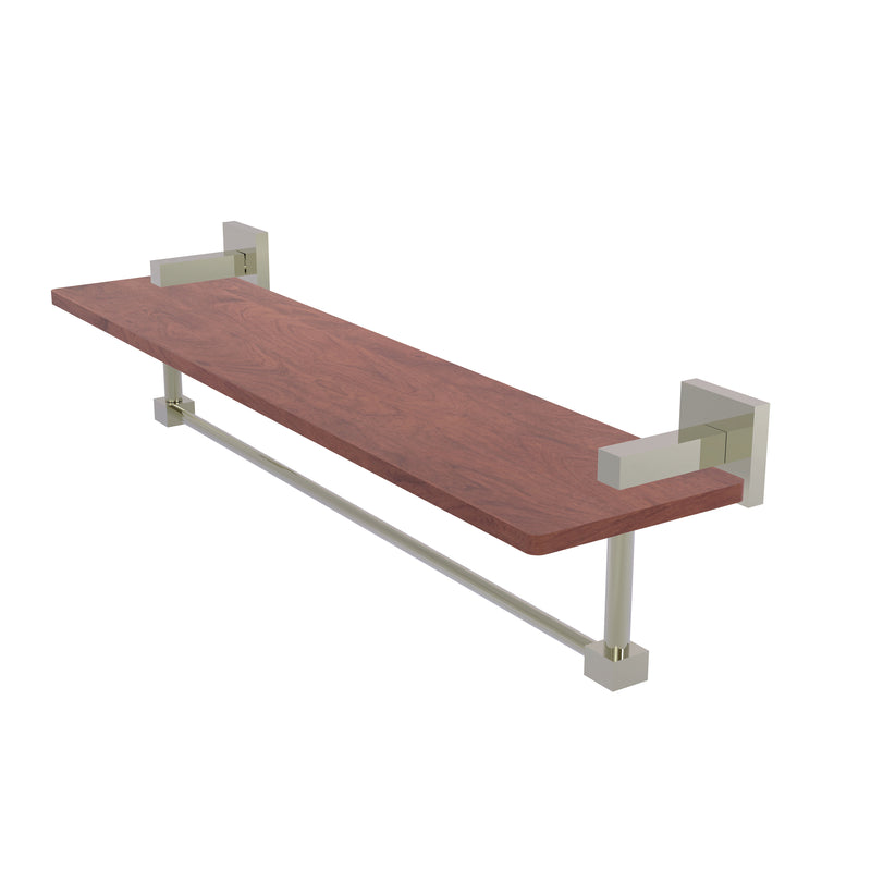 Allied Brass Montero Collection 22 Inch Solid IPE Ironwood Shelf with Integrated Towel Bar MT-1-22TB-IRW-PNI