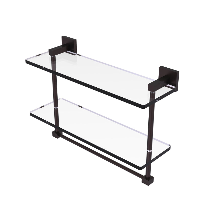 Allied Brass Montero Collection 16 Inch Two Tiered Glass Shelf with Integrated Towel Bar MT-2-16TB-ABZ