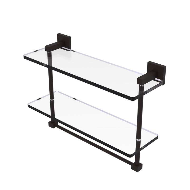 Allied Brass Montero Collection 16 Inch Two Tiered Glass Shelf with Integrated Towel Bar MT-2-16TB-ORB