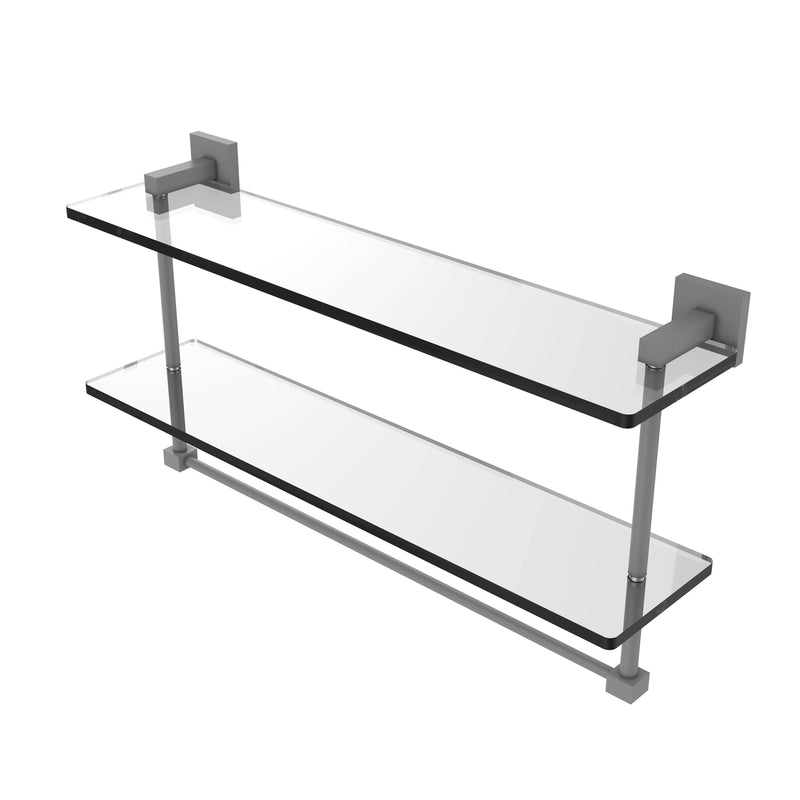 Allied Brass Montero Collection 22 Inch Two Tiered Glass Shelf with Integrated Towel Bar MT-2-22TB-GYM