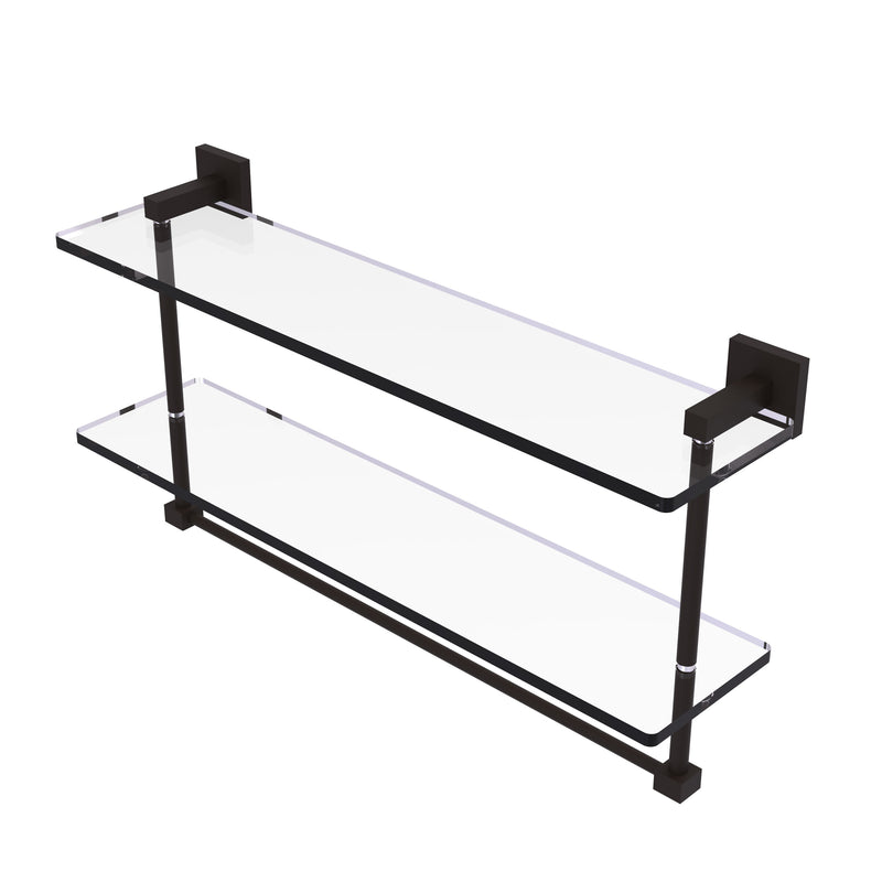 Allied Brass Montero Collection 22 Inch Two Tiered Glass Shelf with Integrated Towel Bar MT-2-22TB-ORB