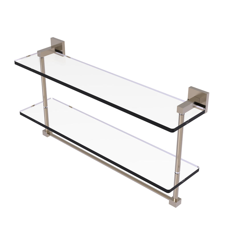 Allied Brass Montero Collection 22 Inch Two Tiered Glass Shelf with Integrated Towel Bar MT-2-22TB-PEW