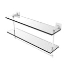 Allied Brass Montero Collection 22 Inch Two Tiered Glass Shelf with Integrated Towel Bar MT-2-22TB-WHM