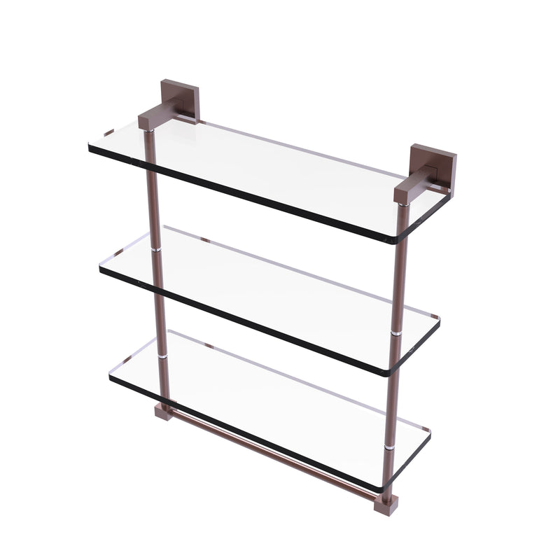 Allied Brass Montero Collection 16 Inch Triple Tiered Glass Shelf with integrated towel bar MT-5-16TB-CA