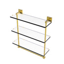 Allied Brass Montero Collection 16 Inch Triple Tiered Glass Shelf with integrated towel bar MT-5-16TB-PB