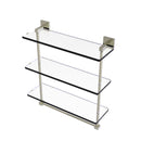Allied Brass Montero Collection 16 Inch Triple Tiered Glass Shelf with integrated towel bar MT-5-16TB-PNI