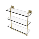 Allied Brass Montero Collection 16 Inch Triple Tiered Glass Shelf with integrated towel bar MT-5-16TB-SBR