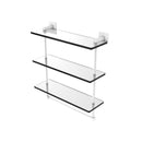 Allied Brass Montero Collection 16 Inch Triple Tiered Glass Shelf with integrated towel bar MT-5-16TB-WHM