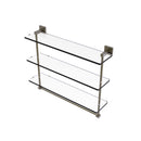 Allied Brass Montero Collection 22 Inch Triple Tiered Glass Shelf with integrated towel bar MT-5-22TB-ABR