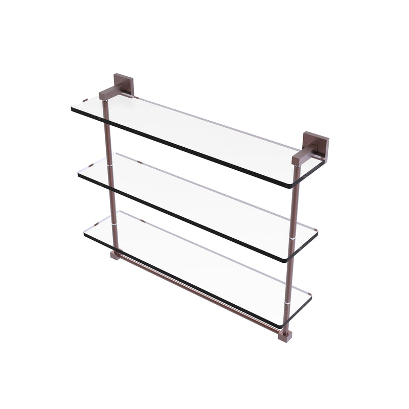 Allied Brass Montero Collection 22 Inch Triple Tiered Glass Shelf with integrated towel bar MT-5-22TB-CA