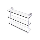 Allied Brass Montero Collection 22 Inch Triple Tiered Glass Shelf with integrated towel bar MT-5-22TB-PC