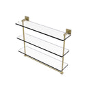 Allied Brass Montero Collection 22 Inch Triple Tiered Glass Shelf with integrated towel bar MT-5-22TB-SBR