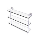 Allied Brass Montero Collection 22 Inch Triple Tiered Glass Shelf with integrated towel bar MT-5-22TB-SCH
