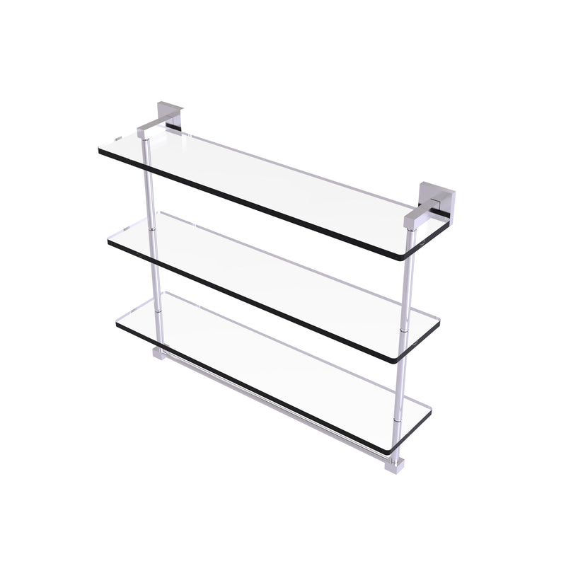 Allied Brass Montero Collection 22 Inch Triple Tiered Glass Shelf with integrated towel bar MT-5-22TB-SCH