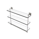 Allied Brass Montero Collection 22 Inch Triple Tiered Glass Shelf with integrated towel bar MT-5-22TB-SN