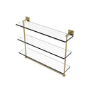 Allied Brass Montero Collection 22 Inch Triple Tiered Glass Shelf with integrated towel bar MT-5-22TB-UNL