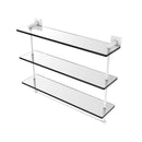 Allied Brass Montero Collection 22 Inch Triple Tiered Glass Shelf with integrated towel bar MT-5-22TB-WHM