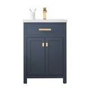 Water Creation 24" Monarch Blue MDF Single Bowl Ceramics Top Vanity with Double Door From The MYRA Collection MY24CR06MB-000000000