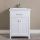 Water Creation 24" Pure White MDF Single Bowl Ceramics Top Vanity with Double Door From The MYRA Collection MY24CR01PW-000000000