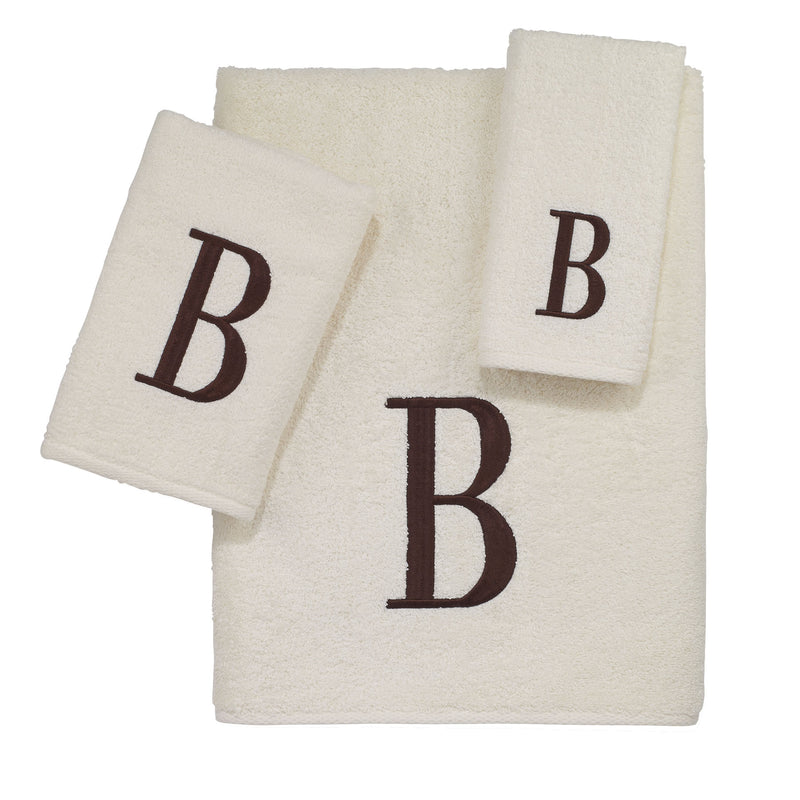 Avanti Towels White/Silver Block Monogram Fingertip Towel