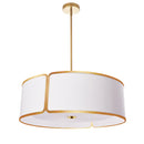 Dainolite 3 Light Notched Drum Pendant Gld Wh Shade & Diffuser NDR-243P-GLD-WH